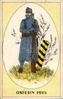 Ostern 1915 / (K.u.K.) Austro-Hungarian military Easter greeting art postcard. Offizielle Karte für Rotes Kreuz, Kriegsfürsorgeamt, Kriegshilfsbüro Nr. 53e. (EK)