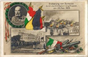 1916 Eroberung von Durazzo durch die k. u. k. Oesterr. Ung. Truppen am 26. Febr. / WWI Austro-Hungarian military, conquest of Durres, Franz Joseph. Art Nouveau (EB)