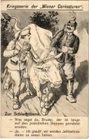 1914 Kriegsserie der Wiener Caricaturen. Zur Schlachtbank. M.M.S. W. III/2. Nr. 62. / WWI K.u.K. (Austro-Hungarian) anti-Russian military propaganda, satire