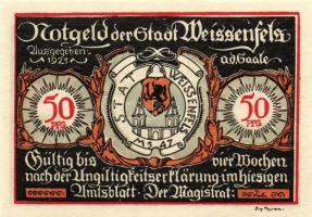 Német Birodalom/Weimari Köztársaság/Weissenfels 1921. 50Pf (6x)  mind klf db, teljes sor T:1