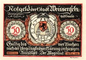 Német Birodalom/Weimari Köztársaság/Weissenfels 1921. 50Pf (6x)  mind klf db, teljes sor T:1