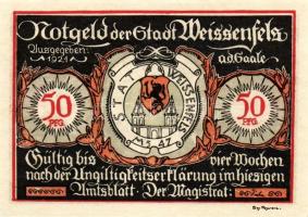 Német Birodalom/Weimari Köztársaság/Weissenfels 1921. 50Pf (6x)  mind klf db, teljes sor T:1