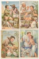 10 db RÉGI használatlan Cserkész Levelezőlapok Kiadóhivatal cserkész motívumlap, Márton L. szignóval / 10 pre-1945 unused Hungarian scout art postcards, signed by Márton L.