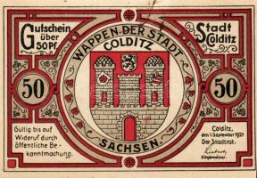 Német Birodalom/Weimari Köztársaság/Colditz 1921. 50Pf (6x) mind klf db, teljes sor T:1