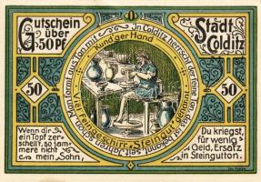 Német Birodalom/Weimari Köztársaság/Colditz 1921. 50Pf (6x) mind klf db, teljes sor T:1