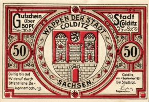 Német Birodalom/Weimari Köztársaság/Colditz 1921. 50Pf (6x) mind klf db, teljes sor T:1