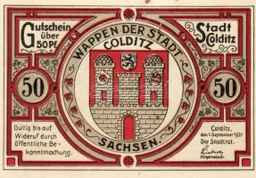 Német Birodalom/Weimari Köztársaság/Colditz 1921. 50Pf (6x) mind klf db, teljes sor T:1