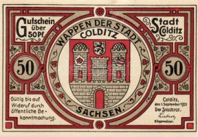 Német Birodalom/Weimari Köztársaság/Colditz 1921. 50Pf (6x) mind klf db, teljes sor T:1