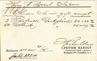 1910 Pejtsik Károly fényképészeti cikkek szaküzlete. Budapest IV. Városház utca 1. / Hungarian photo...