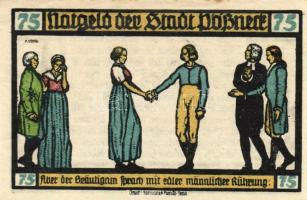 Német Birodalom/Weimari Köztársaság/Pössneck 1921. 25Pf(3x), 50Pf(3x), 75Pf(4x). 10klf db, teljes so...