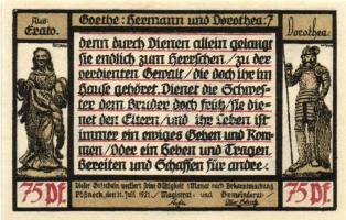 Német Birodalom/Weimari Köztársaság/Pössneck 1921. 25Pf(3x), 50Pf(3x), 75Pf(4x). 10klf db, teljes so...