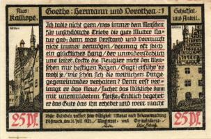 Német Birodalom/Weimari Köztársaság/Pössneck 1921. 25Pf(3x), 50Pf(3x), 75Pf(4x). 10klf db, teljes so...