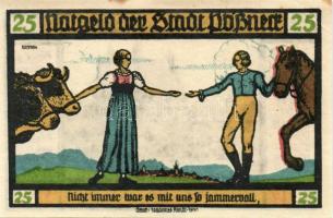 Német Birodalom/Weimari Köztársaság/Pössneck 1921. 25Pf(3x), 50Pf(3x), 75Pf(4x). 10klf db, teljes so...