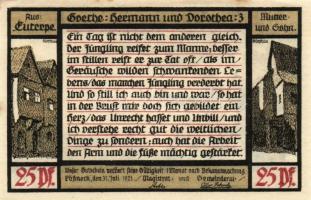 Német Birodalom/Weimari Köztársaság/Pössneck 1921. 25Pf(3x), 50Pf(3x), 75Pf(4x). 10klf db, teljes so...