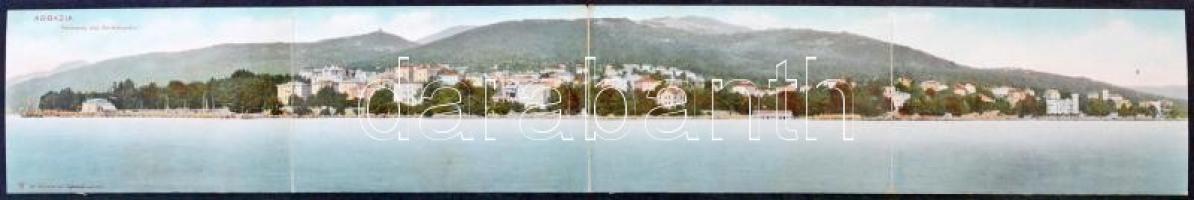 1900 Abbazia, Opatija; 4-részes kihajtható panorámalap / 4-tiled folding panoramacard