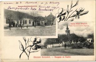 1912 Borcsa, Borca; Görög keleti templom, utca, Duran Dusan Maksim üzlete / Greek Orthodox church, streets, shop. Floral (kis szakadás / small tear)
