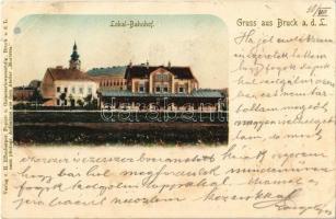 1900 Lajtabruck, Bruck and der Leitha; Lokal Bahnhof / vasútállomás / railway station. H. Effenberger