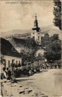 Somosréve, Kornyaréva, Cornereva; utca, templom / street, church (EK)