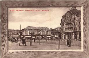 Nagyvárad, Oradea; Fekete Sas szálloda a Szent László téren, piac, üzletek. Benkő Arthur kiadása / hotel, square, market, shops