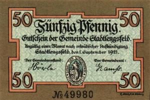 Német Birodalom/Weimari Köztársaság/Stadtlengsfeld 1921. 50Pf(6x) mind klf db, teljes sor T:1