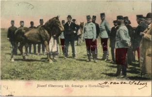 1904 Hortobágy, mén, József főherceg kir. fensége megtekint egy lovat. R. Mosinger 3269. (Rb)