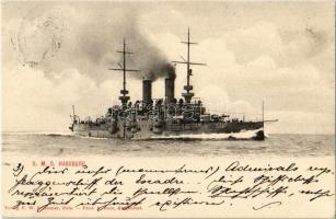 1903 SMS Habsburg az Osztrák-Magyar Haditengerészet Habsburg-osztályú pre-dreadnought csatahajója / K.u.K. Kriegsmarine Schlachtschiff / Austro-Hungarian Navy battleship SMS Habsburg. F.W. Schrinner Phot. A. Beer (Rb)