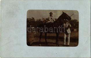 1913 Nagyvárad, Oradea; lány lovon / girl on horse. photo