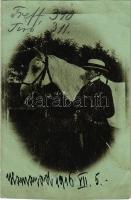 1916 Homoród, Homorod; hófehér arabs ló Koheilan bábolnai nevelés hölggyel / white horse with lady. photo (EK)