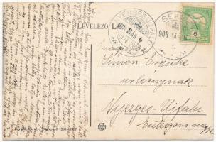 1908 Tátra, Vysoké Tatry; téli sport, bobsleigh vontatás lovasszánnal. Divald Károly 1398-1907. / wi...