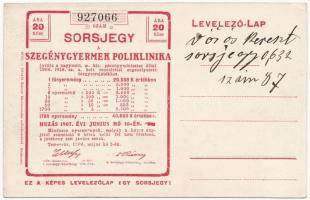 Osztrák-magyar katonák gyakorlat közben, tisztelgés. Hátoldalon sorsjegy a Szegénygyermek Poliklinik...