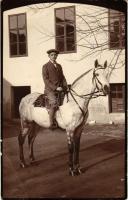 1928 Nagykanizsa, férfi lovon. Halász S. fényképész, photo (EB)