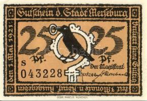 Német Birodalom/Weimari Köztársaság/Merseburg 1921. 5Pf, 10Pf, 20Pf, 25Pf, 50Pf (6x) 10klf db, telje...