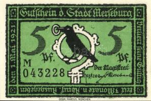 Német Birodalom/Weimari Köztársaság/Merseburg 1921. 5Pf, 10Pf, 20Pf, 25Pf, 50Pf (6x) 10klf db, telje...