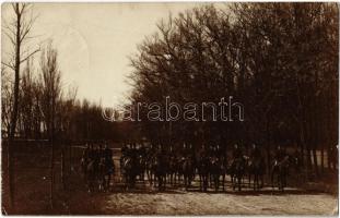 1906 Pozsony, Pressburg, Bratislava; lovas katonák az erdőben / K.u.K. cavalrymen in the forest. photo (EK)