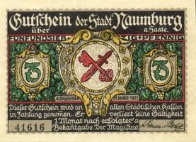 Német Birodalom/Weimari Köztársaság/Naumburg 1921. 25Pf(3x), 75Pf(3x) 6klf db, teljes sor T:1