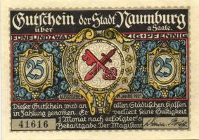 Német Birodalom/Weimari Köztársaság/Naumburg 1921. 25Pf(3x), 75Pf(3x) 6klf db, teljes sor T:1