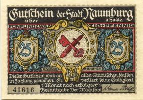 Német Birodalom/Weimari Köztársaság/Naumburg 1921. 25Pf(3x), 75Pf(3x) 6klf db, teljes sor T:1