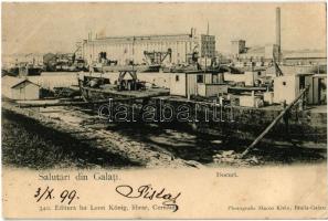 1899 Galati, Docuri / docks at the port, ship (EK)
