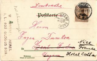 1909 Klaipeda, Memel; Friedrich Wilhelm Strasse / street, map. W. Kowalski Art Nouveau litho