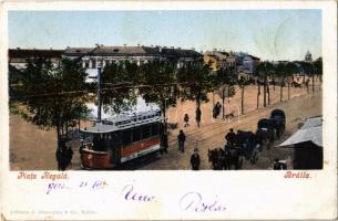 1902 Braila, Piata Regala / square, tram (Rb)