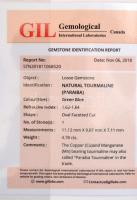 Zöld, Paraiba turmalin 4,78 K ovális fazettált csiszolással. Tanúsítvánnyal. / Oval facetted cut gre...