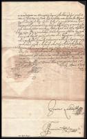 VÉDETT 1708. II. Rákóczi Ferenc aláírásával és pecsétjével ellátott levél Bélabánya városához. Zsitv...