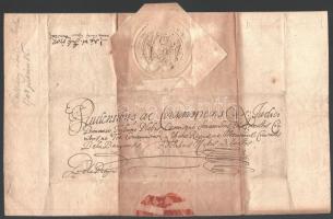 VÉDETT 1708. II. Rákóczi Ferenc aláírásával és pecsétjével ellátott levél Bélabánya városához. Zsitv...