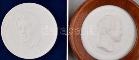 Meissen 3 db biszkvit porcelán plakett: Berlini múzeumok: Humboldt, Schnitzel. d:6 cm, 10 cm