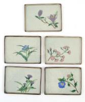 Japán teás csésze és tálka. 5 db. Kézzel festett, jelzett, hibátlan