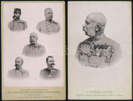 cca 1914 Ferenc József (1830-1916) császár és parancsnokai, 2 db keményhátú fotó, 16,5×10,5 cm / Franz Joseph I. of Austria (1830-1916) and his commanders, 2 photos