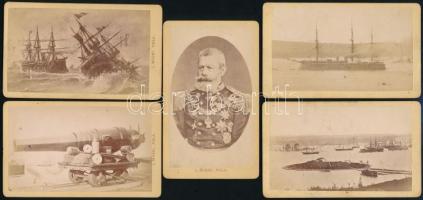 cca 1880 Pola, látnivalók és hadihajók, 9 db keményhátú fotó, / Pola sights and warhips 9 photos 6,5...