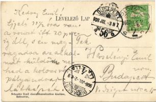 1908 Kolozsvár, Cluj; pályaudvar, vasútállomás, vonatok. Schuster Emil kiadása / Bahnhof / railway s...