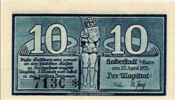 Német Birodalom/Weimari Köztársaság/Halberstadt 1921. 10Pf(3x), 25Pf(3x), 50Pf(3x) 9klf db, teljes s...