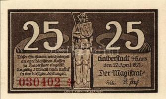 Német Birodalom/Weimari Köztársaság/Halberstadt 1921. 10Pf(3x), 25Pf(3x), 50Pf(3x) 9klf db, teljes s...